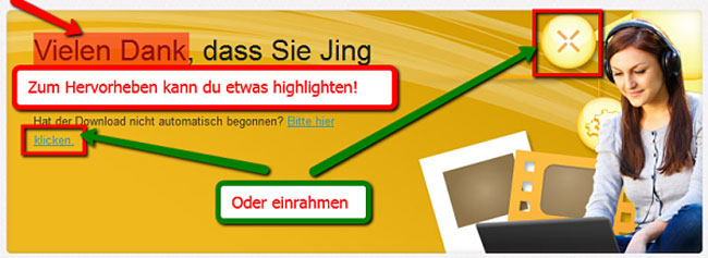 Jing-Screenshot-Tool - Weiterbearbeiten und Beschriften des Screenshots